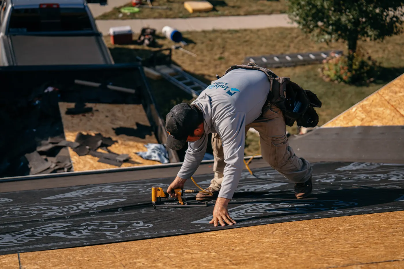 Tarping and dry-in on a Rossville commercial roof
